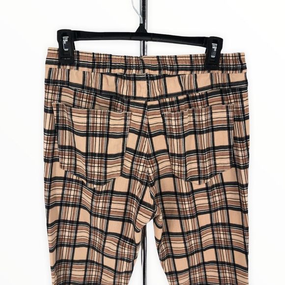 Urban Outfitters Brown Cream Plaid Flannel Stretch Waist Skinny Leg Pants size S - Picture 7 of 13